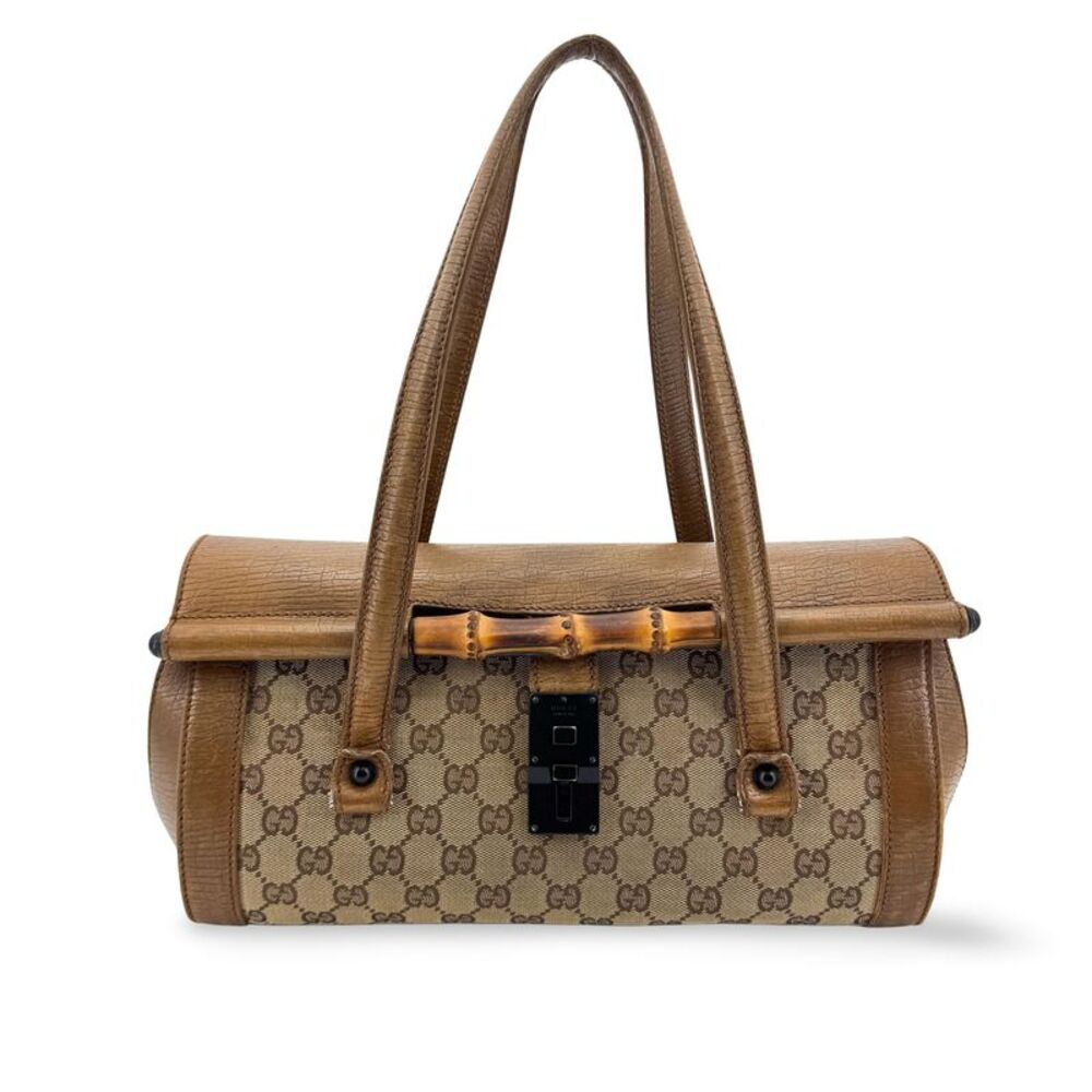 Gucci Bamboo Bullet Gg Canvas Brown Canvas Handbag